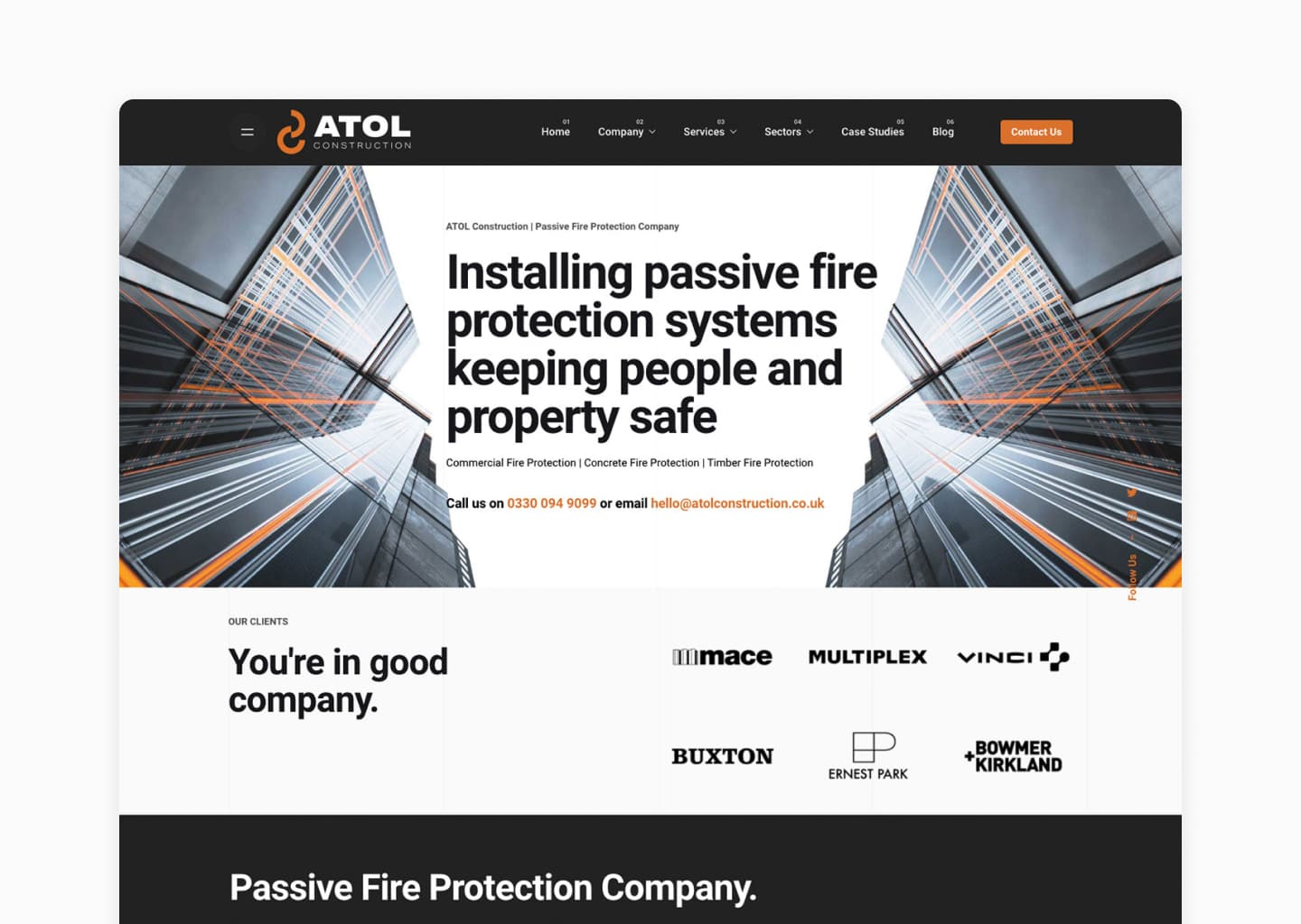 ATOL Construction homepage after the rebuild